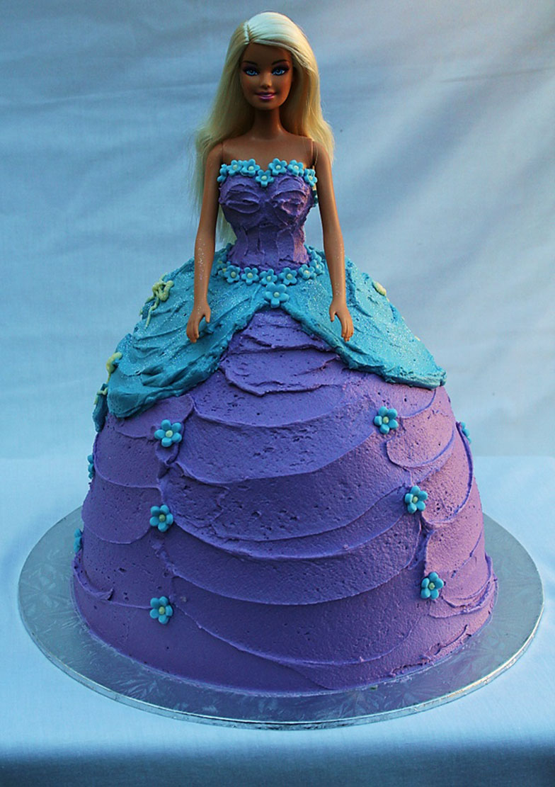Barbie doll birthday cake with purple and blue dress | Flickr